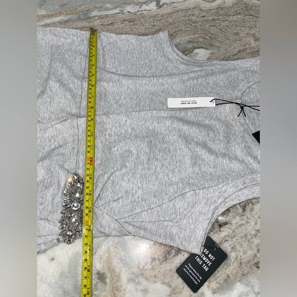 NWT express tank dress sleeveless crystal brooch detail Large petite grey - Picture 12 of 16